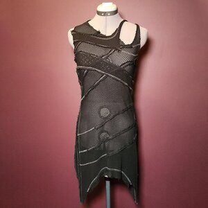 Demobaza Vest - Black Mesh Cyberpunk Tunic - Size Medium